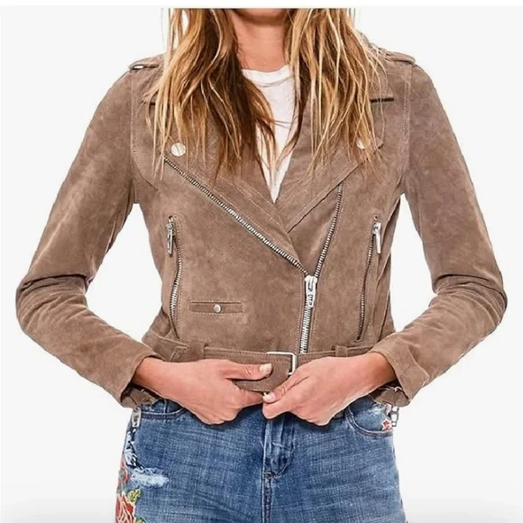 BLANK NYC/ cropped/ suede/ leather/ motorcycle jacket/ brown/ size M - Picture 1 of 2